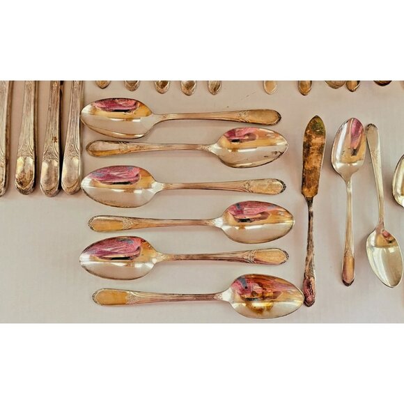 Mary Lou Devonshire 1928 Silverplate Flatware Lot 27pc Tarnished Patina Vintage - Picture 8 of 9